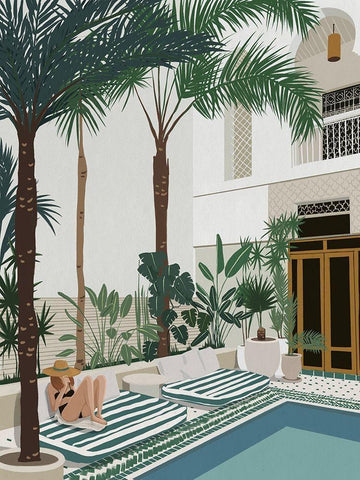 Vacationing Veronica Black Ornate Wood Framed Art Print with Double Matting by Urban Road