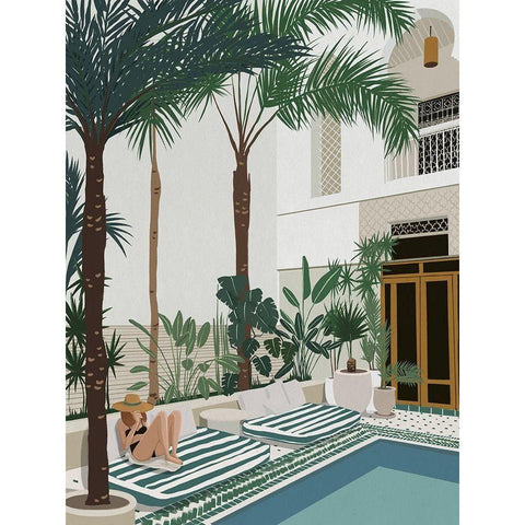 Vacationing Veronica Black Modern Wood Framed Art Print with Double Matting by Urban Road