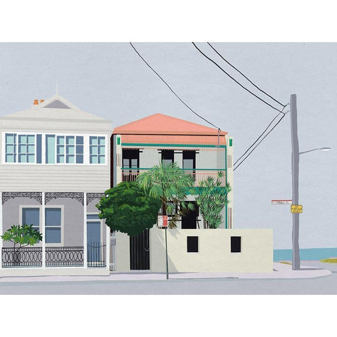 Parnell Place Black Modern Wood Framed Art Print with Double Matting by Urban Road