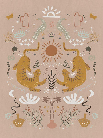 Sun Tiger White Modern Wood Framed Art Print with Double Matting by Urban Road