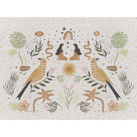 Songbird Salutations Gold Ornate Wood Framed Art Print with Double Matting by Urban Road