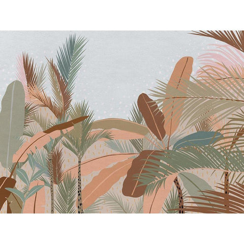 Peach Beach Black Modern Wood Framed Art Print with Double Matting by Urban Road