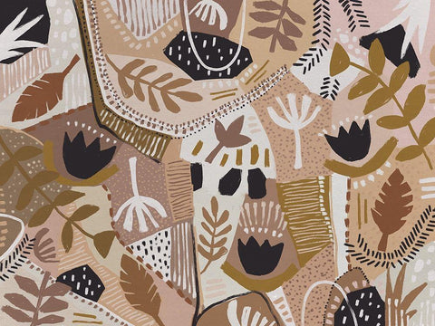 Patchwork Proteas White Modern Wood Framed Art Print with Double Matting by Urban Road