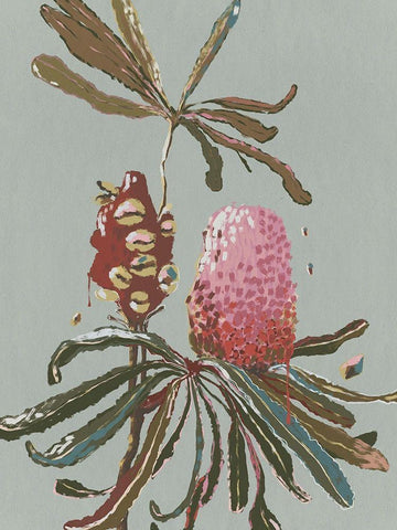 Sage Banksia Black Ornate Wood Framed Art Print with Double Matting by Urban Road