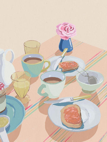 Coffee And Marmalade Black Ornate Wood Framed Art Print with Double Matting by Urban Road