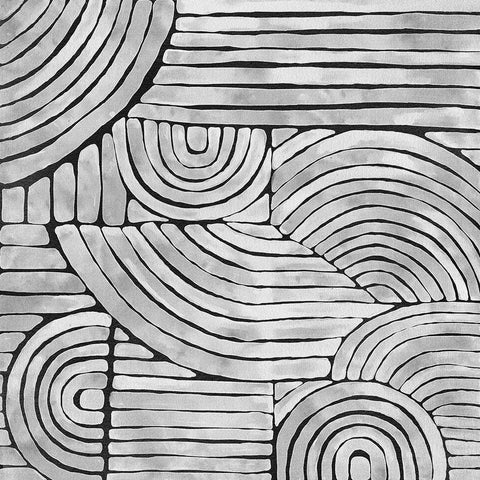 Mazy Thoughts Black Modern Wood Framed Art Print by Urban Road