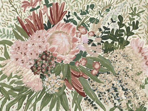 Telopea II White Modern Wood Framed Art Print with Double Matting by Urban Road