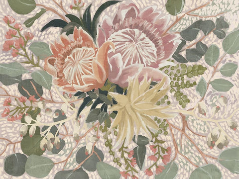 Floral Blush I Black Ornate Wood Framed Art Print with Double Matting by Urban Road