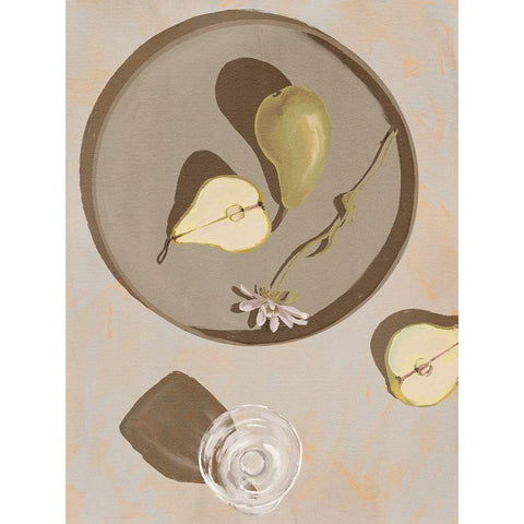 Pear Flowers Gold Ornate Wood Framed Art Print with Double Matting by Urban Road