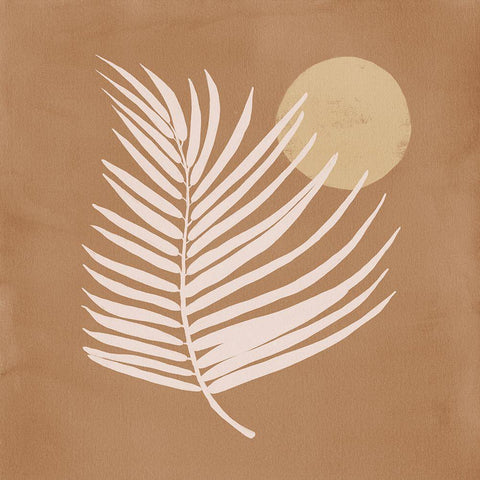 Sunrise Palm Bronze White Modern Wood Framed Art Print with Double Matting by Urban Road