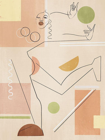 Dancer White Modern Wood Framed Art Print with Double Matting by Urban Road