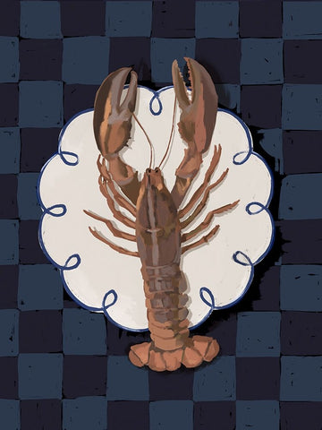 Freshwater Deep Blue Black Ornate Wood Framed Art Print with Double Matting by Urban Road