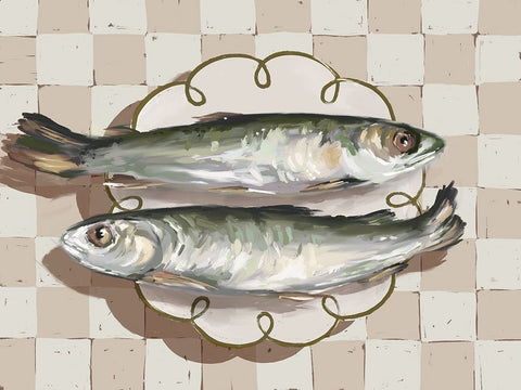 Catch of the Day Neutral White Modern Wood Framed Art Print with Double Matting by Urban Road