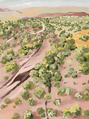 Over The Hill White Modern Wood Framed Art Print with Double Matting by Urban Road