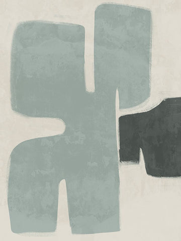 Poised Light Teal Black Ornate Wood Framed Art Print with Double Matting by Urban Road