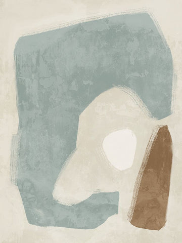 Easy Does It Light Teal White Modern Wood Framed Art Print with Double Matting by Urban Road