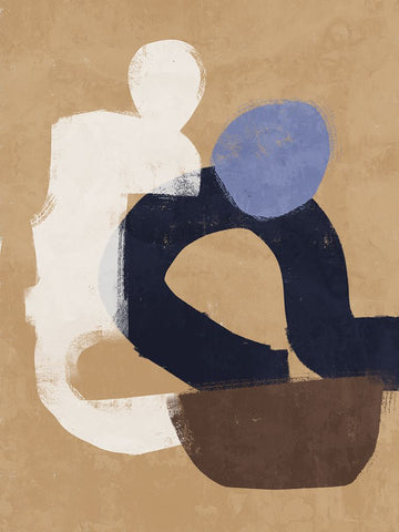 At Ease Blue White Modern Wood Framed Art Print with Double Matting by Urban Road