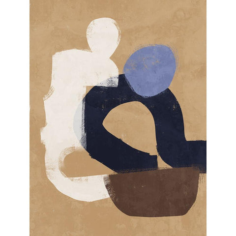 At Ease Blue White Modern Wood Framed Art Print by Urban Road