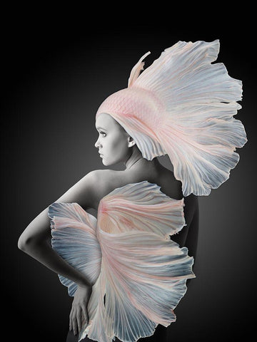 Enki White Modern Wood Framed Art Print with Double Matting by Urban Road