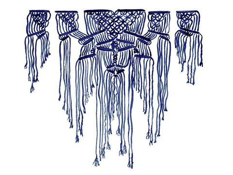 Nomad Indigo White Modern Wood Framed Art Print with Double Matting by Urban Road