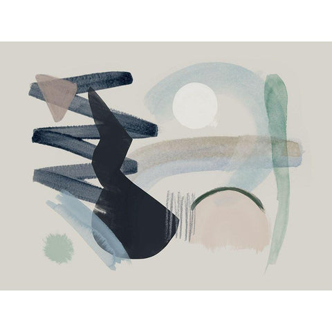 Discord Black Modern Wood Framed Art Print with Double Matting by Urban Road