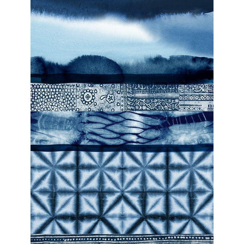 Haiku Indigo White Modern Wood Framed Art Print by Urban Road