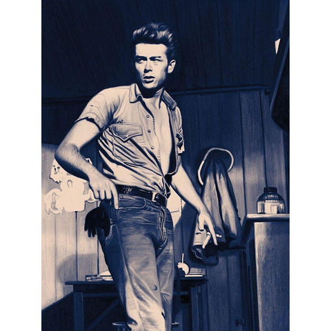 James Dean Blue Poster White Modern Wood Framed Art Print by Urban Road