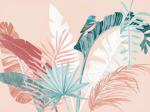 Peach Palms Poster White Modern Wood Framed Art Print with Double Matting by Urban Road