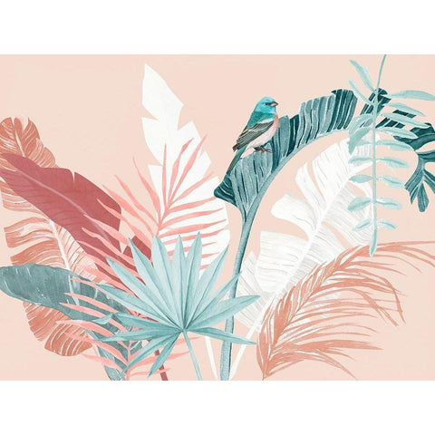 Peach Palms Poster Black Modern Wood Framed Art Print with Double Matting by Urban Road