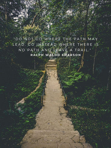 Ralph Waldo Emerson Quote: Leave a Trail White Modern Wood Framed Art Print with Double Matting by ArtsyQuotes
