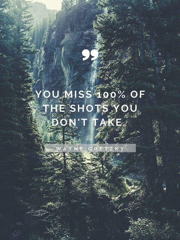 Wayne Gretzky Quote: Shots You Take White Modern Wood Framed Art Print with Double Matting by ArtsyQuotes