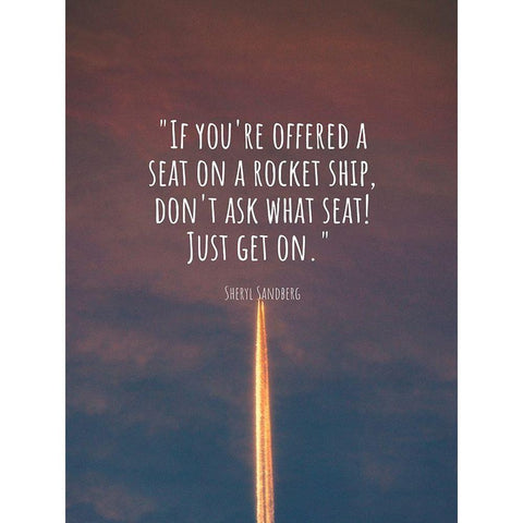 Sheryl Sandberg Quote: Rocket Ship Black Modern Wood Framed Art Print by ArtsyQuotes
