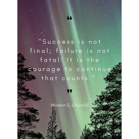 Winston Churchill Quote: Failure is Not Fatal Black Modern Wood Framed Art Print by ArtsyQuotes