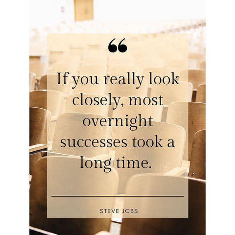 Steve Jobs Quote: Overnight Successes Black Modern Wood Framed Art Print by ArtsyQuotes