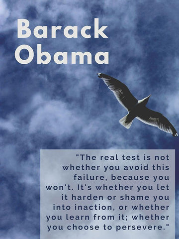 Barack Obama Quote: The Real Test White Modern Wood Framed Art Print with Double Matting by ArtsyQuotes