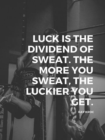 Ray Kroc Quote: Dividend of Sweat White Modern Wood Framed Art Print with Double Matting by ArtsyQuotes