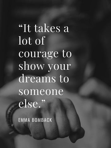Emma Bomback Quote: Show Your Dreams White Modern Wood Framed Art Print with Double Matting by ArtsyQuotes