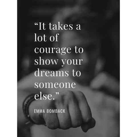 Emma Bomback Quote: Show Your Dreams White Modern Wood Framed Art Print by ArtsyQuotes
