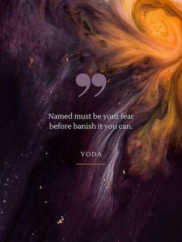 Yoda Quote: Be Your Fear White Modern Wood Framed Art Print with Double Matting by ArtsyQuotes