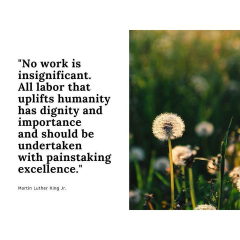 Martin Luther King, Jr. Quote: No Work is Insignificant White Modern Wood Framed Art Print by ArtsyQuotes