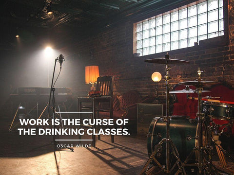 Oscar Wilde Quote: Work is the Curse White Modern Wood Framed Art Print with Double Matting by ArtsyQuotes