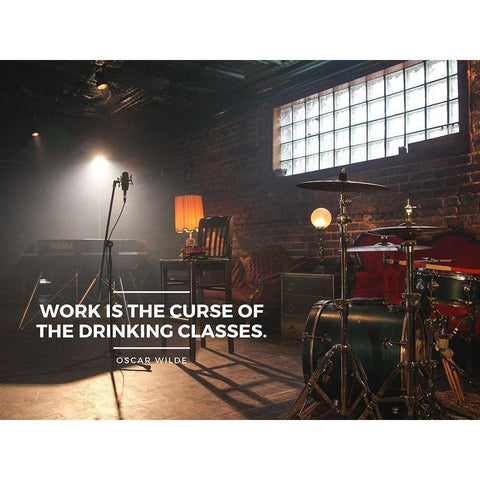 Oscar Wilde Quote: Work is the Curse Black Modern Wood Framed Art Print by ArtsyQuotes
