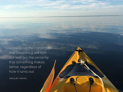 Vackav Havel Quote: Hope White Modern Wood Framed Art Print with Double Matting by ArtsyQuotes