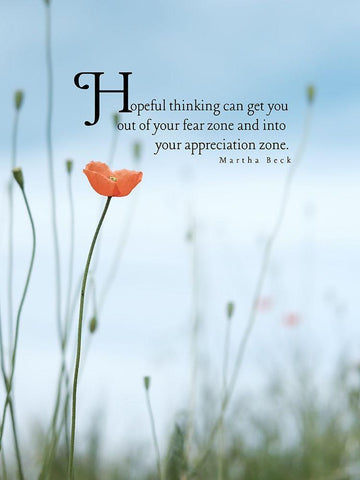 Martha Beck Quote: Hopeful Thinking White Modern Wood Framed Art Print with Double Matting by ArtsyQuotes