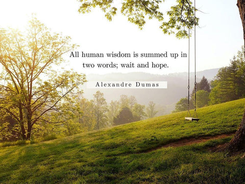 Alexandre Dumas Quote: Human Wisdom White Modern Wood Framed Art Print with Double Matting by ArtsyQuotes