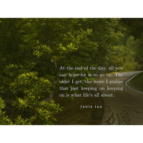 Janis Ian Quote: Keeping On Keeping On Black Modern Wood Framed Art Print with Double Matting by ArtsyQuotes