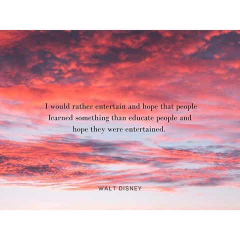 Walt Disney Quote: Entertain White Modern Wood Framed Art Print by ArtsyQuotes