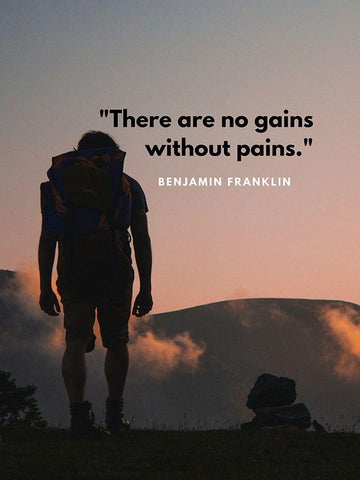 Benjamin Franklin Quote: Gains Without Pains White Modern Wood Framed Art Print with Double Matting by ArtsyQuotes
