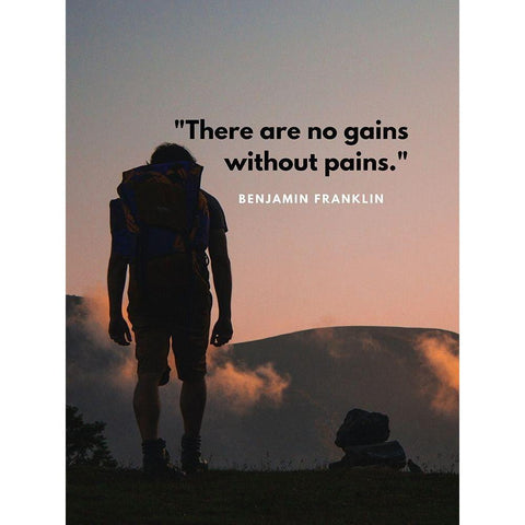Benjamin Franklin Quote: Gains Without Pains Black Modern Wood Framed Art Print with Double Matting by ArtsyQuotes