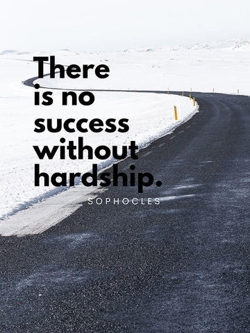 Sophocles Quote: Hardship White Modern Wood Framed Art Print with Double Matting by ArtsyQuotes